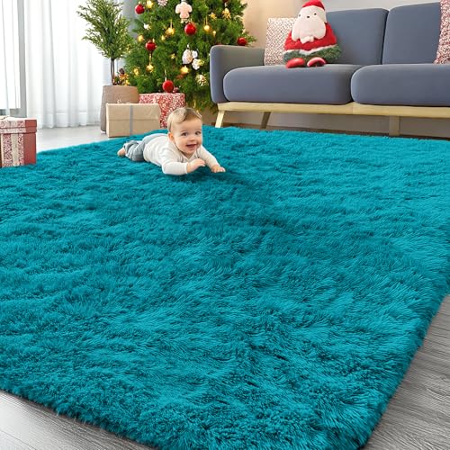 9x12 Machine Washable Large Area Rugs for Living Room (9x12 Ft / Teal)