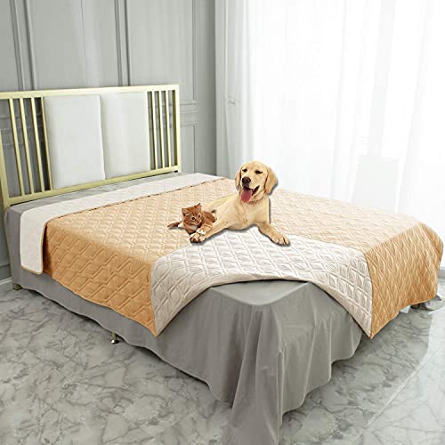 Waterproof Dog Bed Cover Pet Blanket for Furniture Bed Couch Sofa Reversible (68x82 Inch (Pack of 1) / Sand+beige)