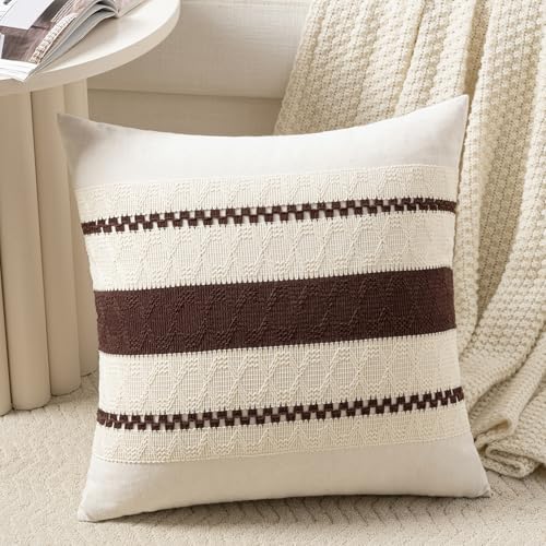 Set of 1 Boho Brown Big Decorative Throw Pillow Cover 24x24 Inch for Couch Bed Bedroom (24" x 24" (Pack of 1) / Brown)