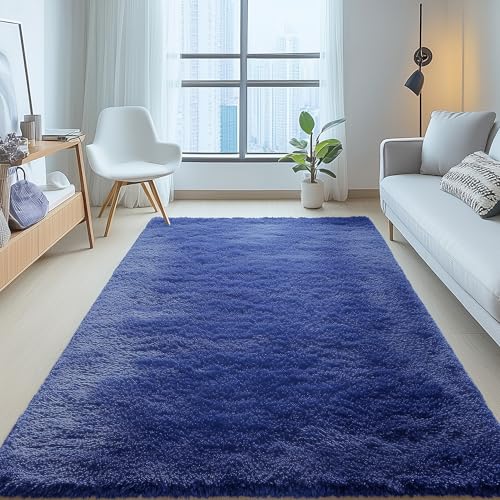5x6 Area Rugs for Living Room Bedroom (5x6 Ft / Navy Blue)