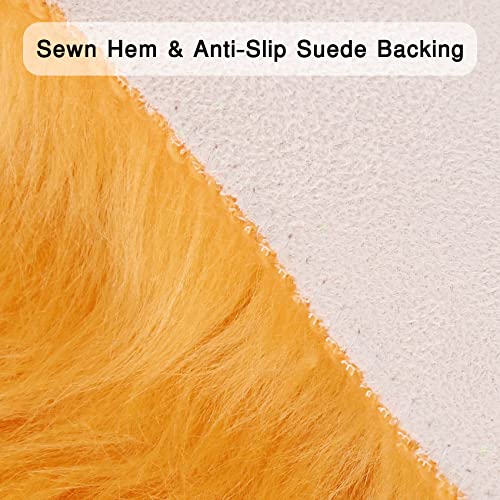 Yellow Faux Sheepskin Rug 2x3 ft (Yellow / 2' x 3' (Oval))
