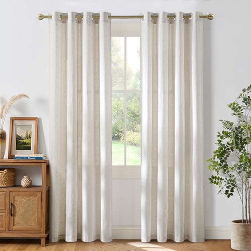Vanilla Thick Linen Curtains 84 Inches Long (Vanilla / 55"W x 84"L (Pack of 2))