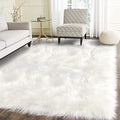 White Faux Fur Sheepskin Rug 4x6 for Living Room (4' x 6' (Rectangular) / White)