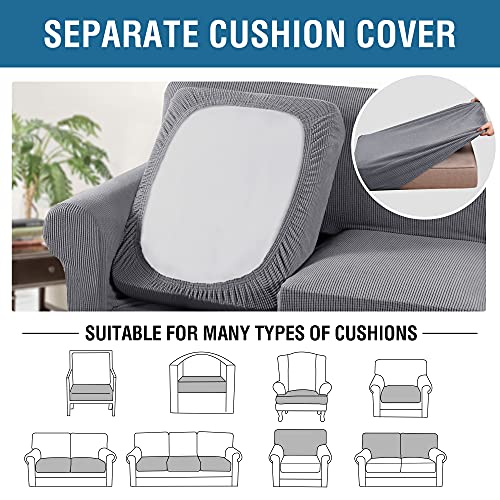 3 Piece Stretch Sofa Covers for 2 Cushion Loveseat Couch Covers for Living Room Sofa Slipcovers (Medium / Dove)