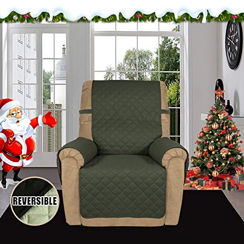 Reversible Couch Cover (Army Green/Beige / Small Recliner)