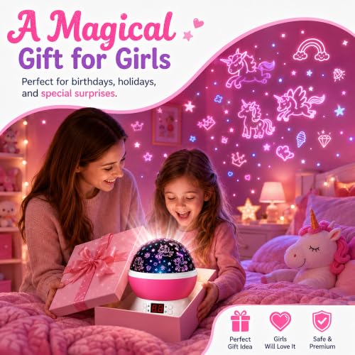 Unicorn Star Projector for Kids (Light Pink-2)
