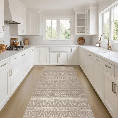 Boho 2x6 Runner Rug Machine Washable Rugs Non Slip Dark Brown (Dark Brown / 2' X 6' (Runner))