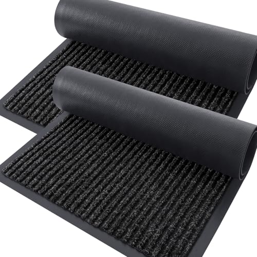 2 Pack Front Door Mats 47x32 (Off-black / 47" x 32")