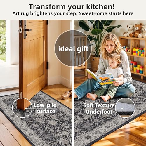 Kitchen Sink Rugs Set 0f 2 (2x3+2x4 / Black/Navy)