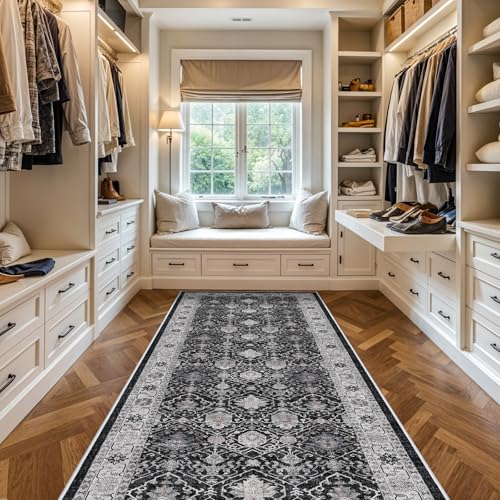 Washable 4x12 Hallway Runner Rug (4' x 12' (Rectangular) / Black/Navy)