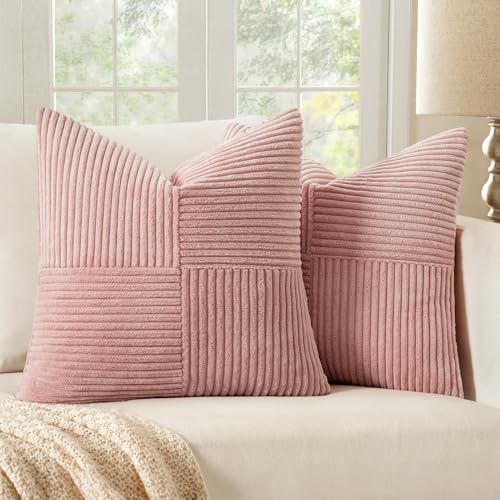 Pink Decorative Throw Pillow Covers for Couch 18x18 Inch (18" x 18" (Pack of 2) / Pink)