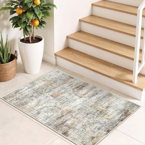 2x3 Rug Non Slip (Grey/Rust / 2' x 3' (Rectangular))