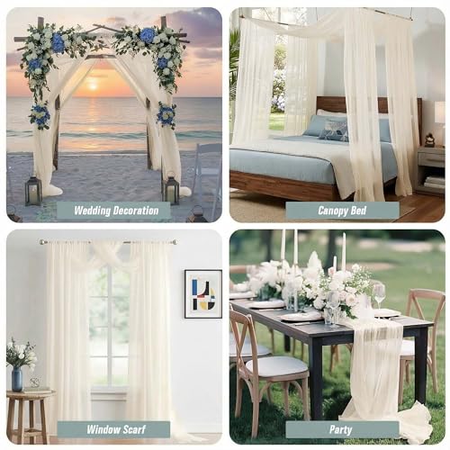 Ivory Sheer Curtains 216 Inches Long (42"W x 216"L (Pack of 2) / Ivory)