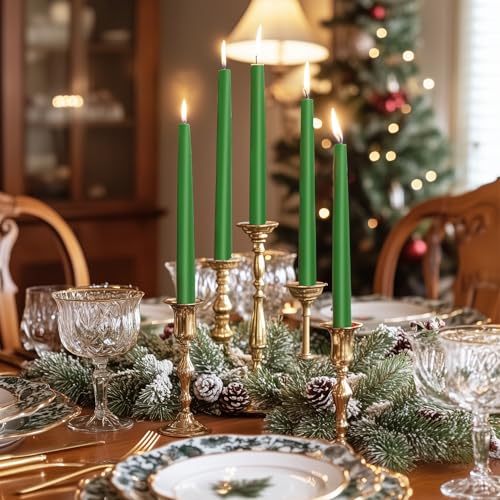 0.87×10 Inch Green Taper Candles (Dark Green)