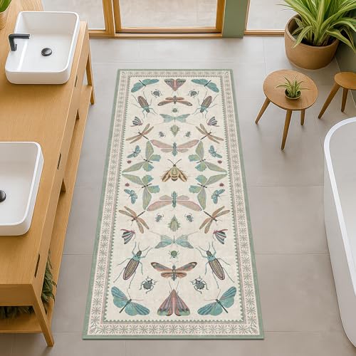 Washable Non Slip Bathroom Runner Rug 2x5 (2' x 5' (Runner) / Beige Green)