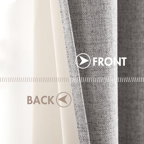 100% Blackout Linen Curtains for Bedroom 52x96 Inches Light Gray (Light Gray / 52"W x 96"L (Pack of 2))