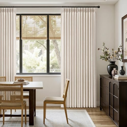 Pinch Pleated Linen Curtains 90 Inches Long 2 Panels Cream Ivory (Linen / 40"W x 90"L (Pack of 2))