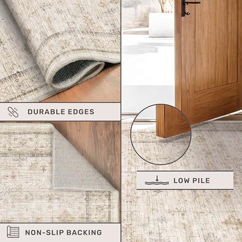 Ivory 5x8 Area Rug for Bedroom (5' x 8' (Rectangular) / Light Sand Beige)