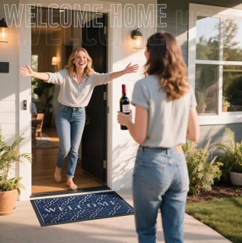 Welcome Door Mat (29.5x17 Inch / Blue)