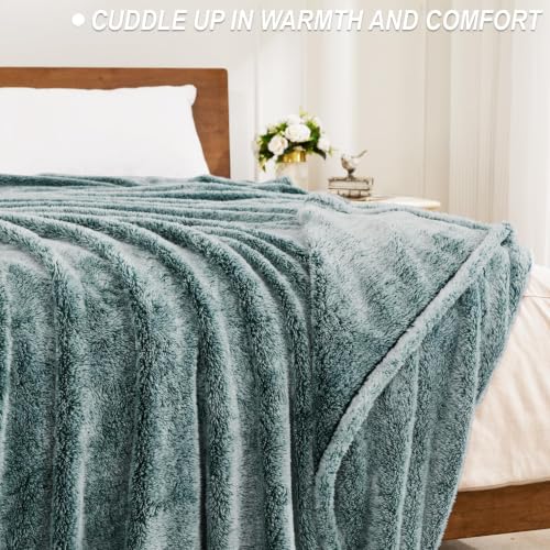 Fuzzy Large Fleece Throw Blanket for Couch (Mixed Green / 50x70 IN)