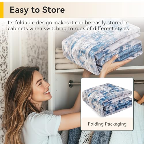 Washable Runner 2'6"x12' Abstract Area Rug for Hallway Blue Gray (Blue/Gray / 2'6" x 12' (Runner))