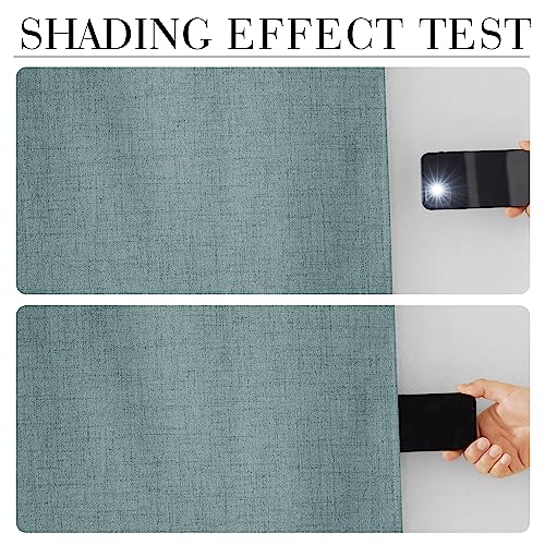 100% Blackout Linen Textured Curtains 96 inches Long (Misty Blue / 52"W x 96"L (Pack of 2))