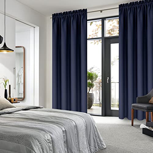 Blackout Curtains for Bedroom Living Room 38 x 84 Inch Long Navy (Navy / 38"W x 84"L (Pack of 2))