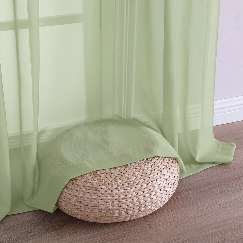 Light Green Sheer Curtains 84 Inch 2 Panels for Living Room 59" Wide (Light Green / 59"W x 84"L (Pack of 2))