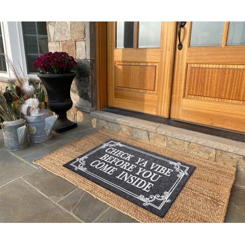 Front Door Indoor Outdoor Entrance Doormat Grey Rubber Welcome Door Mat Come Inside This House Doormat Anti Slip Easy to Clean Corridor Patio Entry Mat 28" x 18" (1'6" x 2'4" (Rectangular) / Come Inside-gray)