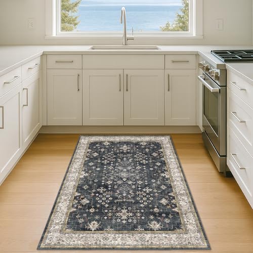 Boho Washable 4x6 Entryway Rug (4' x 6' (Rectangular) / Ashen / Multi)