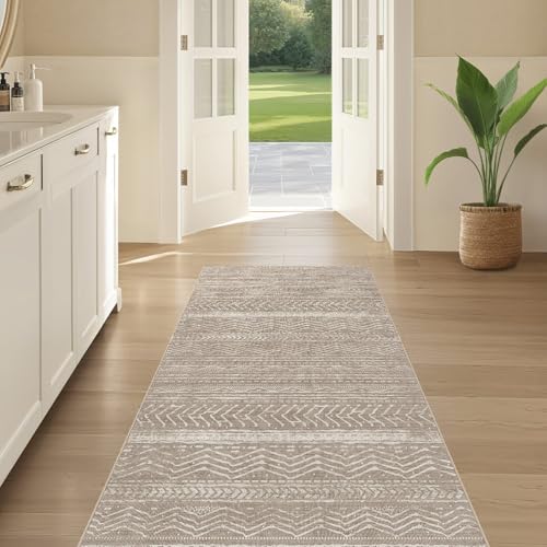 Boho 2x6 Runner Rug Machine Washable Rugs Non Slip Dark Brown (Dark Brown / 2' X 6' (Runner))