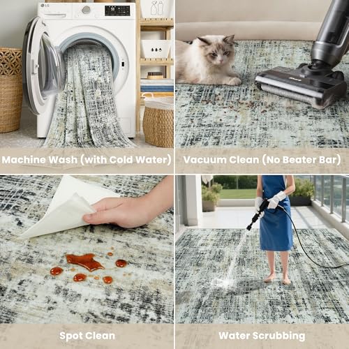 10x12 Washable Area Rug for Living Room Bedroom (Black Gray/Gold / 10' x 12' (Rectangular))
