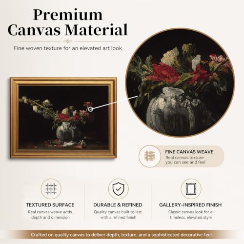 Fading Flowers Vintage Gold Framed Wall Art 8x10 inch (27-Dark floral / 8x10)