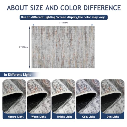 4x6 Rug Stain Resistant Abstract Washable Rugs (Multi Color / 4' x 6' (Rectangular))