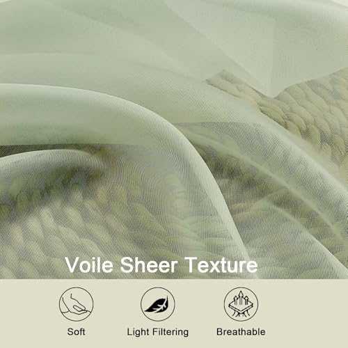 Light Green Sheer Curtains 63 Inch Length 2 Panels Set for Living Room Bedroom (Light Green / 42"W x 63"L (Pack of 2))