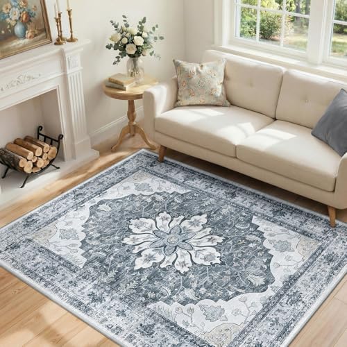 Washable Area Rug (Grey/White/Beige / 4' x 6' (Rectangular))