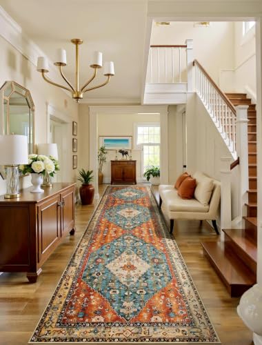 3x10 Washable Non Slip Boho Runner Rug for Hallway (Tribal Medallion/Multi / 3' x 10' (Runner))
