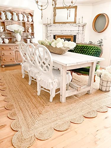 Scalloped Natural Jute Area Rug (Natural / 9'x12' (Rectangular))