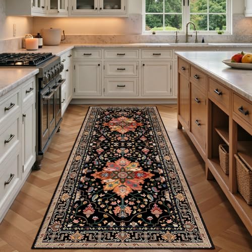 Washable Area Rug (Black/Colorful / 3' x 6' (Rectangular))