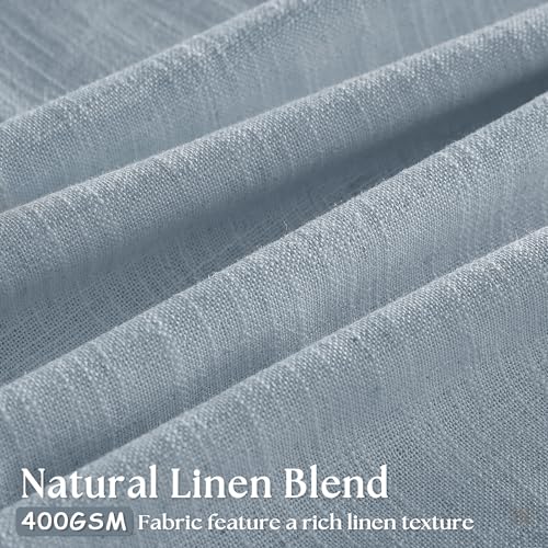 Extra Long Dusty Blue Linen Curtains 120 Inches Long 2 Panels (Dusty Blue / 40"W x 120"L (Pack of 2))