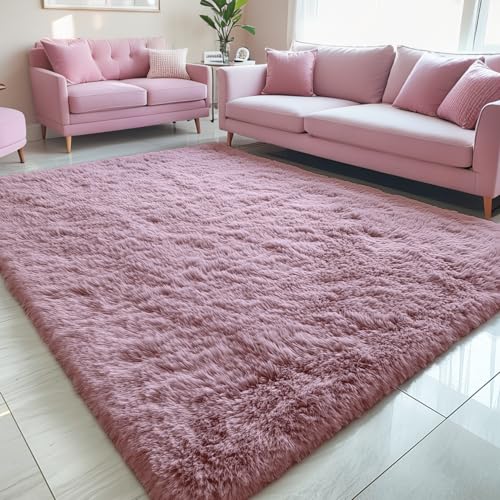 5x7 Machine Washable Large Area Rugs for Living Room (5x7 Ft / Blush)