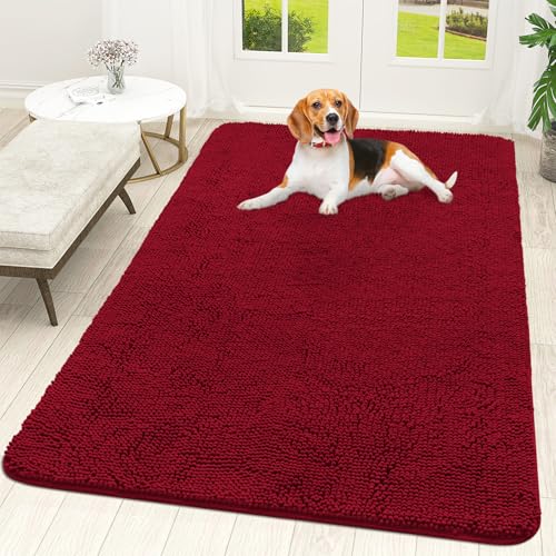 Dog Door Mat for Muddy Paws 59x35 (Red / 59" X 35")