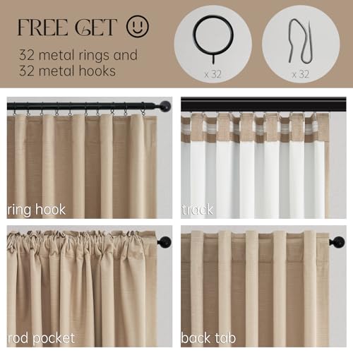 Blackout Large Curtains for Living Room 108 Inch Long (Tan / 52"W x 108"L (Pack of 2))