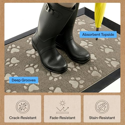 WeatherMAX Door Mat (Tan Pawprints / 35" x 23")