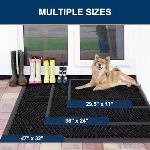 Front Door Mat Outside Entrance (Black / 47" X 30")