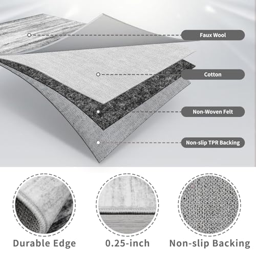 2'6''x10' Washable Runner Rugs for Hallway (Grey / 2'6" x 10' (Runner))