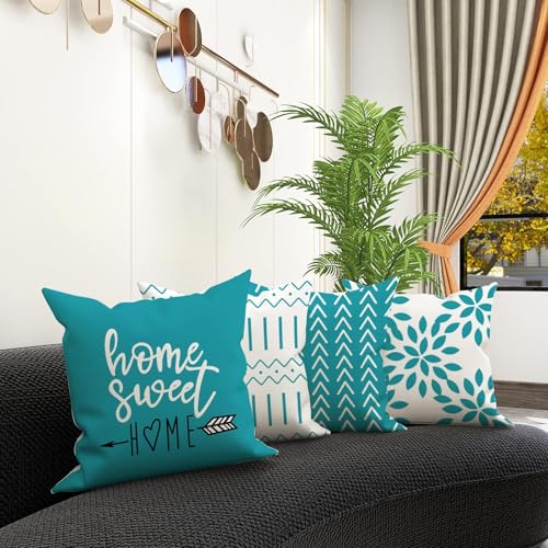 Pillow Covers 18x18 Set of 4 (Aqua Blue / 18" x 18" (Pack of 4))