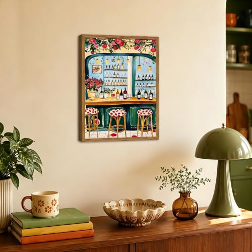 Framed Trendy French Bar Wall Art (Vibrant Bar / 24"L x 16"W)