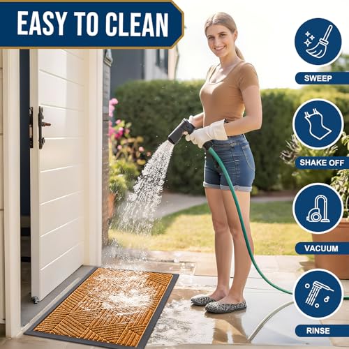 Front Door Mat Outside Entrance (Amber / 35" X 23")