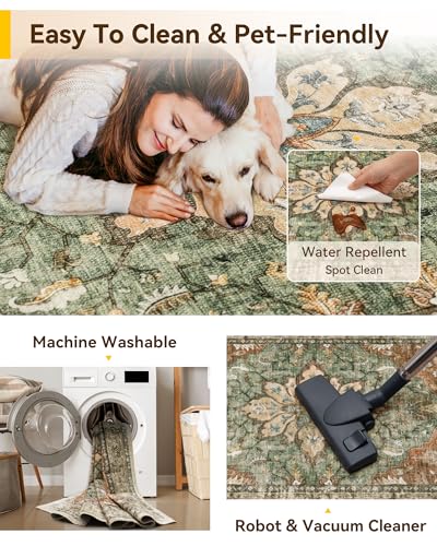 Washable Area Rug (Brick/Brown/Green / 7' x 9' (Rectangular))